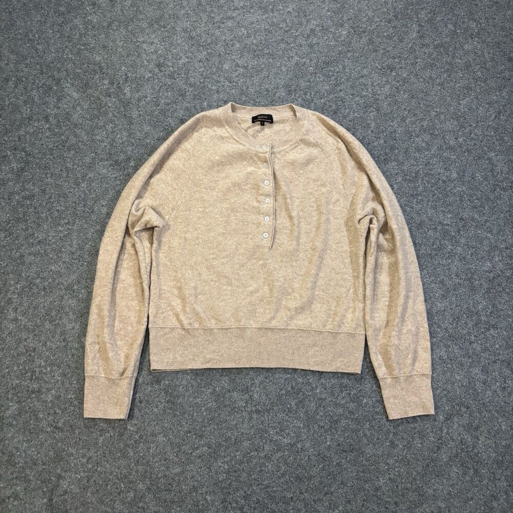 Quince Mongolian Cashmere Dolman Sleeve Henley Sweater Size Small Luxe Oatmeal